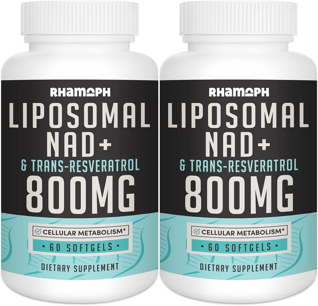 Liposomal NAD+ 800 mg with Trans-Resveratrol 300 mg, Max Absorption, Actual NAD+ Boosting Supplement for Healthy Aging, Cellular Energy, DNA Repair, Longevity - 120 Softgels