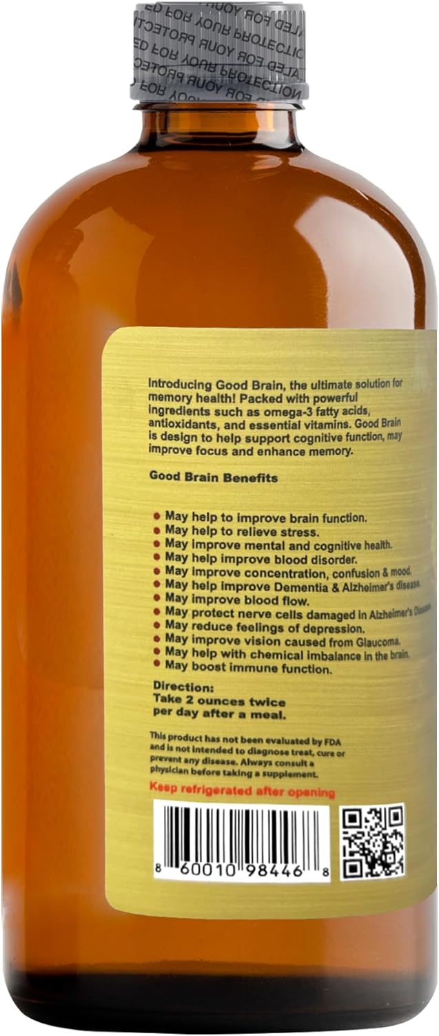 Good Brain Tonic | Herbal Supplement for Memory & Focus | Natural Cognitive Support | 16 fl oz