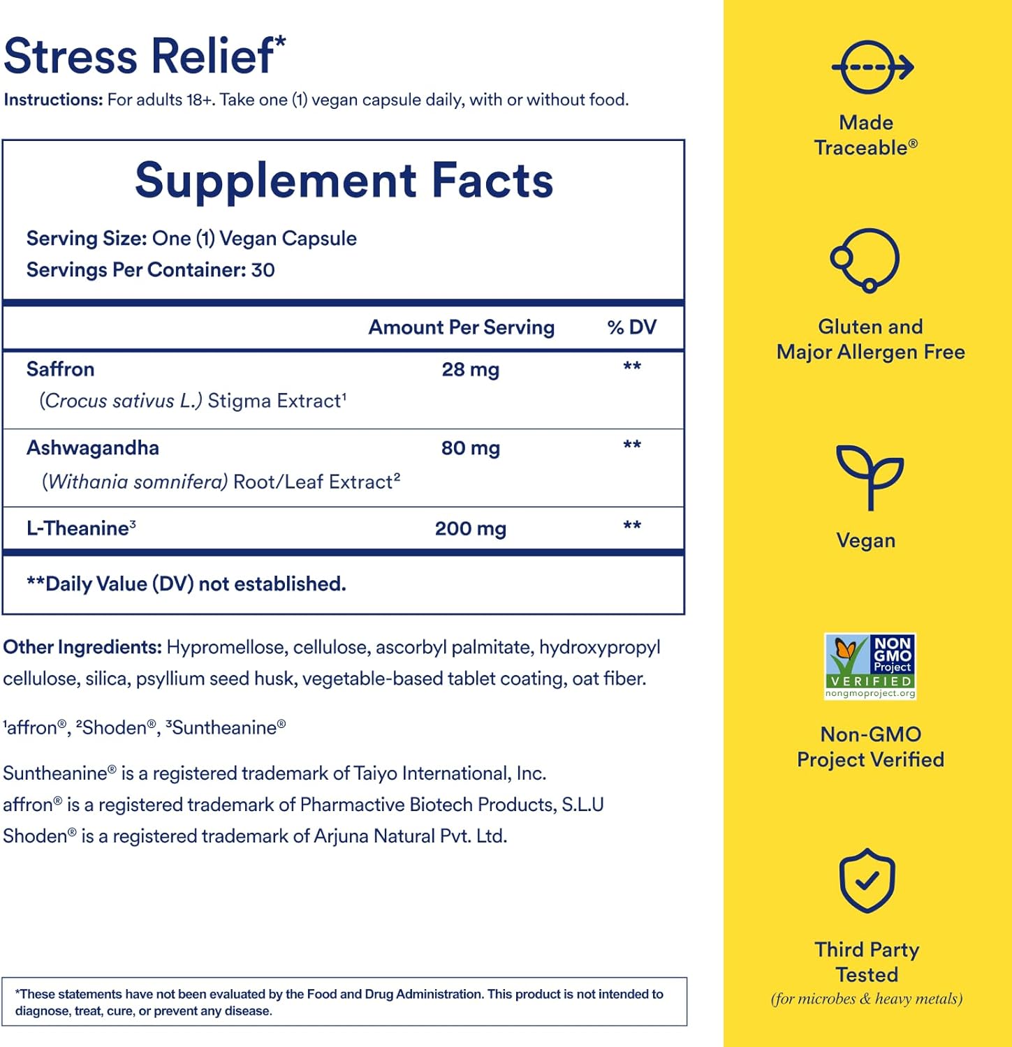 Ritual Stress Relief Supplement Shoden® Ashwagandha, Suntheanine® L-Theanine, and Saffron as affron®* BioSeries with 8-Hour Release to Support Natural Cortisol Response and Promote Calm, 30 Day