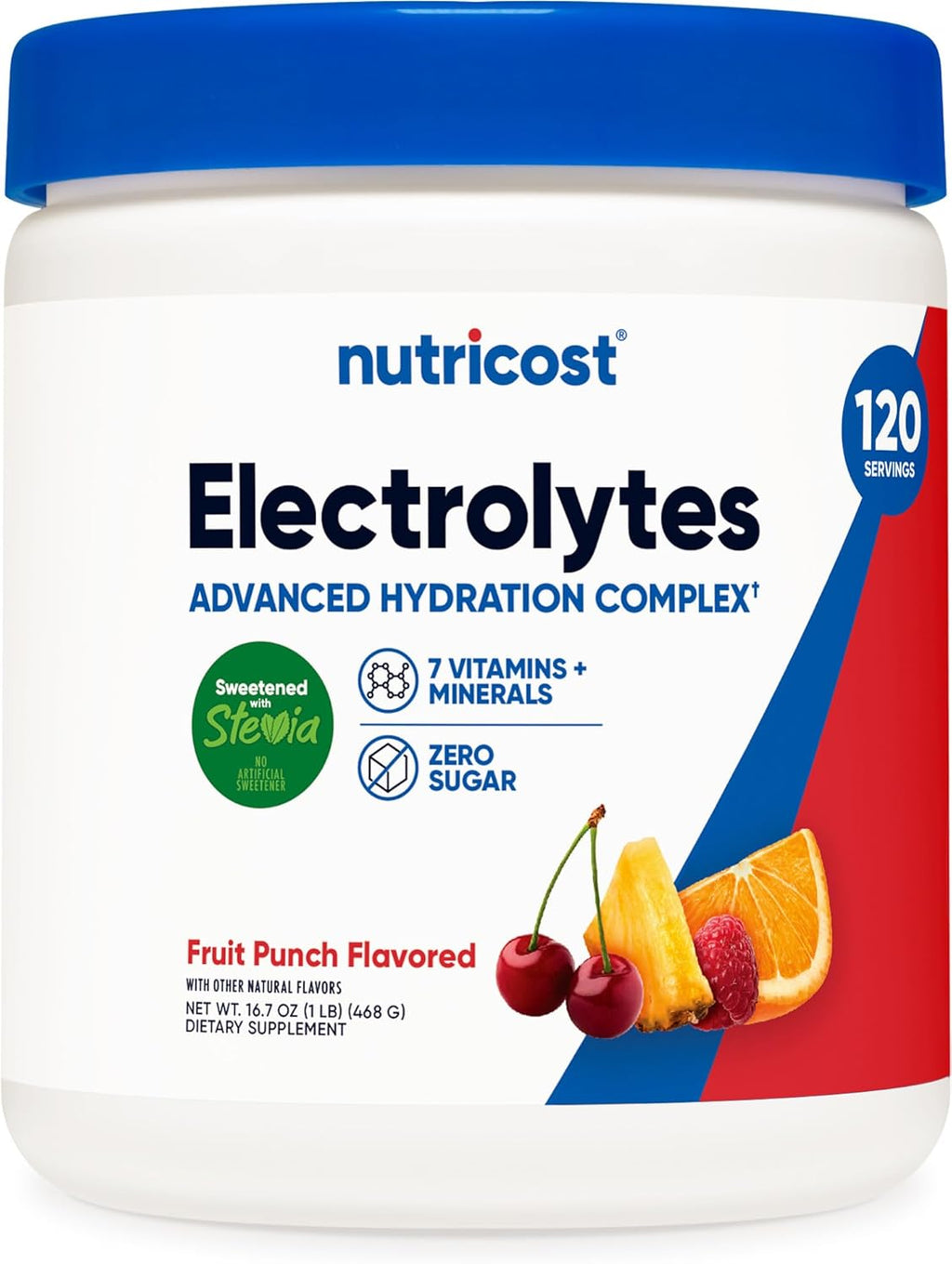 Nutricost Electrolyte Complex Powder (120 Servings, Fruit Punch) - Hydration Supplement Drink Mix with Vitamins and Minerals