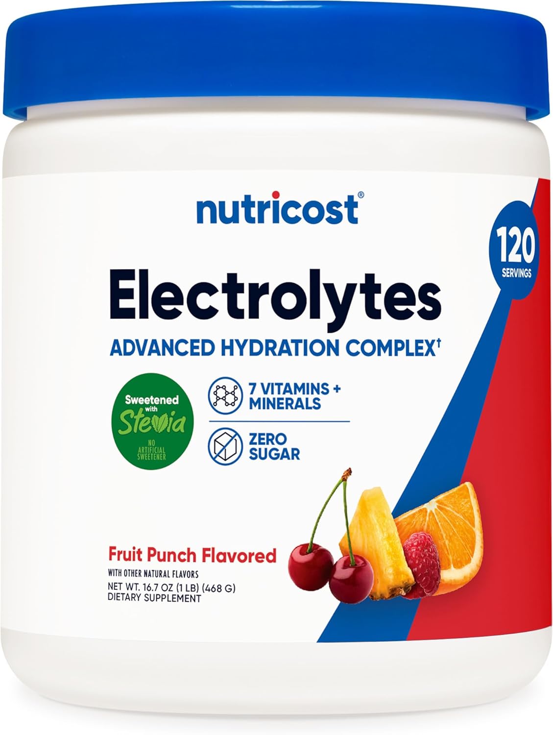 Nutricost Electrolyte Complex Powder (120 Servings, Fruit Punch) - Hydration Supplement Drink Mix with Vitamins and Minerals