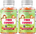 Vitamatic Kids Prebiotic Fiber Gummies – Extra Strength 4g Fiber – Zero Sugar Added – 60 Pectin-Based Gummies – Digestive Health & Regularity Support (Pack of 2)