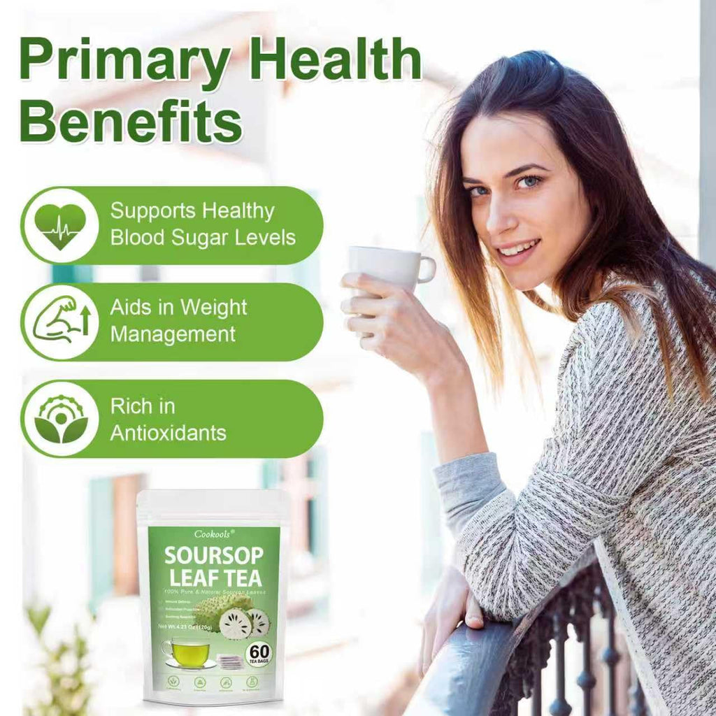 Soursop Leaves Tea 2g x 60 Teabags | 100% Natural Graviola Tea Immune, Antioxidant Boost & Relaxation | Caffeine-Free Herbal Tea