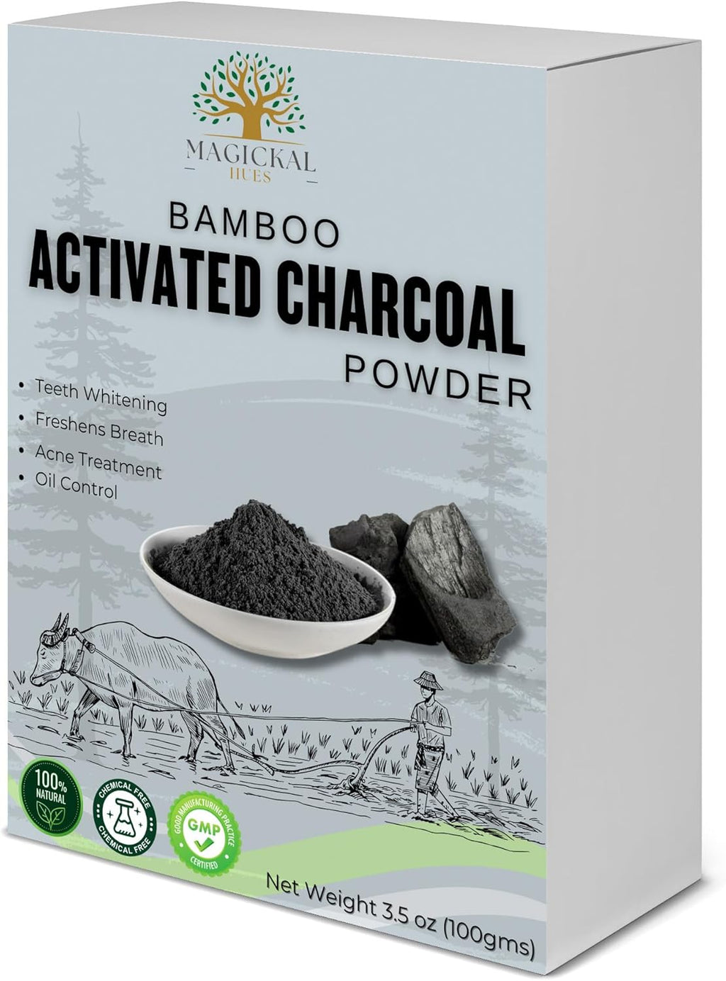 Activated Charcoal Powder 3.5 oz Fine Bamboo Charcoal Powder for Baking, Teeth Cleaning, and Beauty