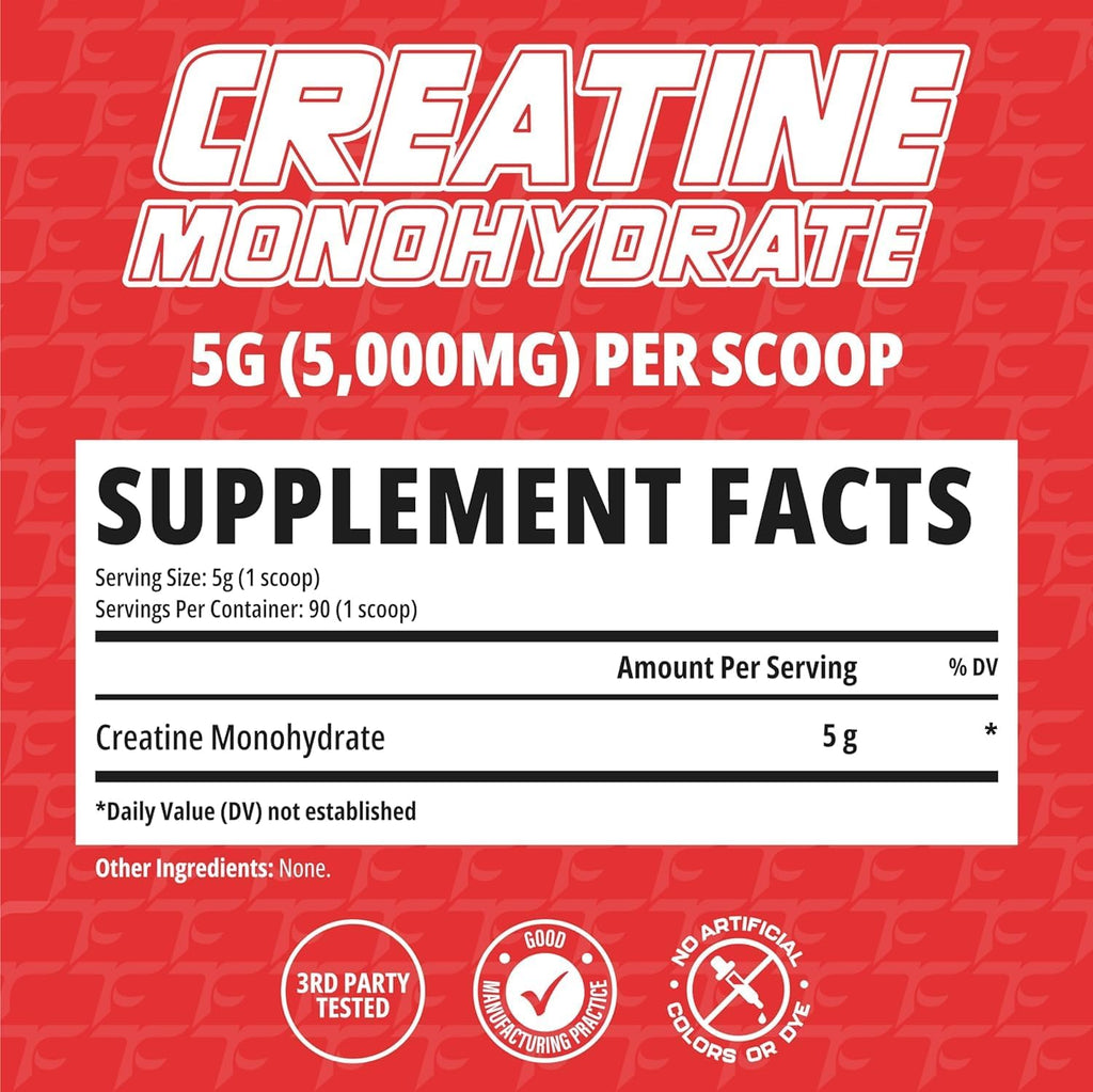 TC Nutrition Creatine Monohydrate Powder 90 Servings (450G) - 5g Per Serv of Unflavored Creatine Powder for Increased Strength, Muscle Growth, Improved Endurance and Performance
