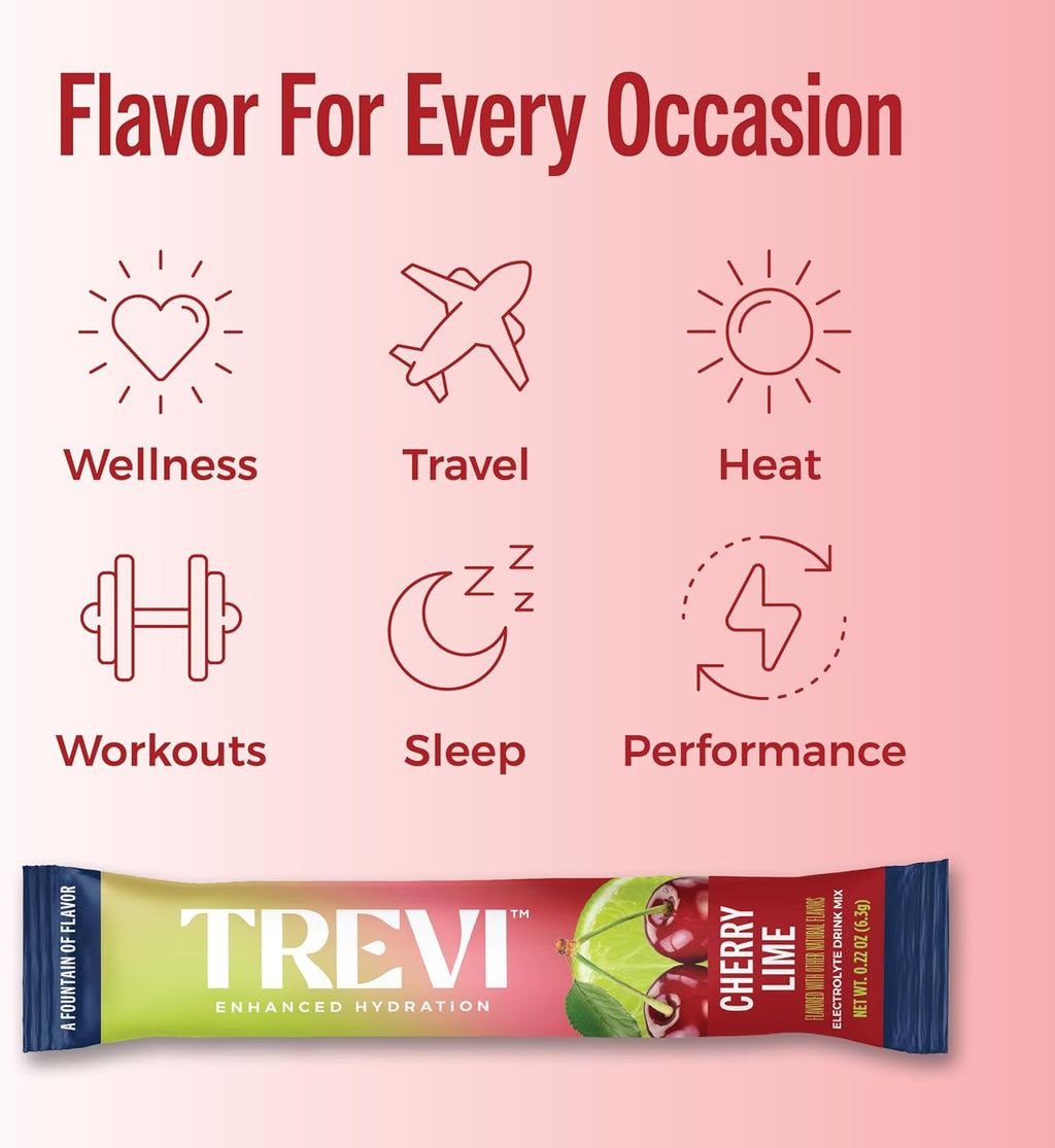 TREVI™ Sugar Free Electrolytes - Drink Mix Hydration Powder Packets - 28 Count - Cherry Lime