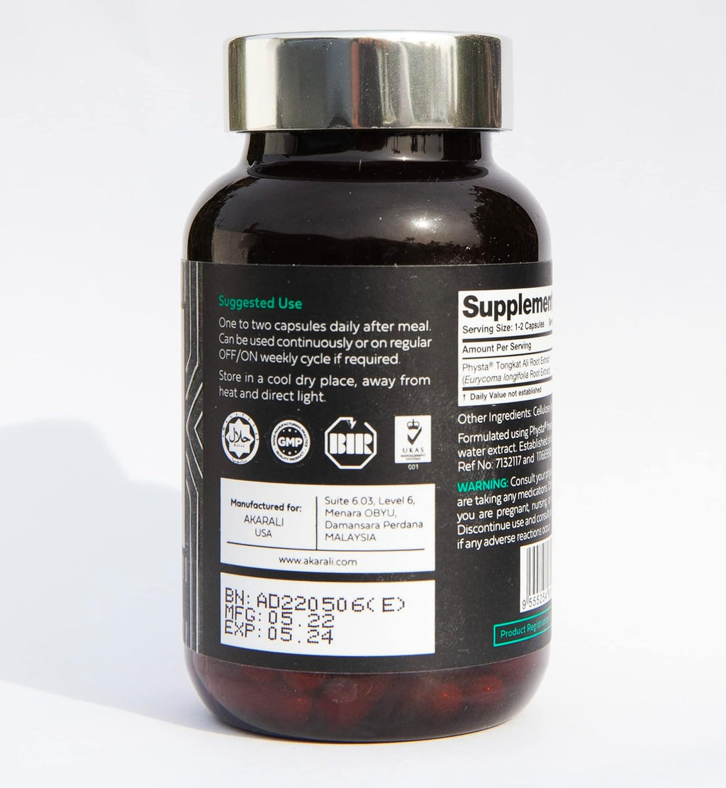 Pure Tongkat Ali Longjack 200:1 Highly Concentrated 1.5% Eurycomanone US Patented Physta® Freeze-Dried Extraction Technology Supports Strength, Energy and Performance (60 Count)