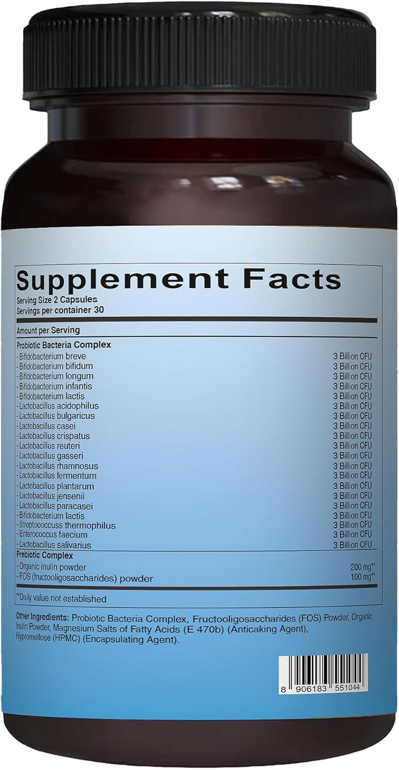 Pure Nutrition Good Gut Men's Probiotics 60 Billion CFU, 20 Strains | 60 Caps | Probiotics for Men with Organic Prebiotic Blend | Once Daily | Non GMO | Gluten Free