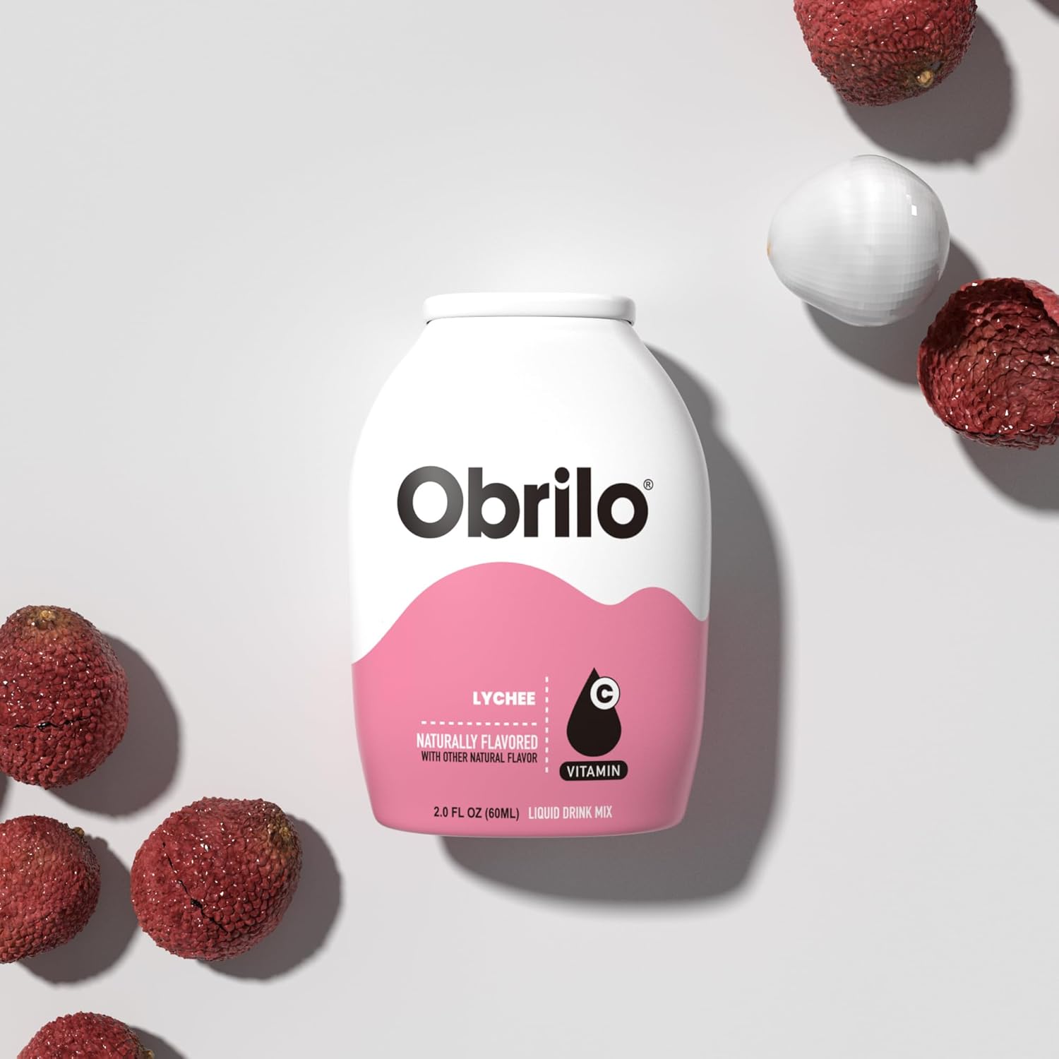 Obrilo Water Enhancer Liquid Flavoring Drops - ZERO Sugar/Calorie, Dye Free, Naturally Flavored Drink Syrup, 2.0 fl oz x 5 Bottles for Kids & Adults (Lychee)