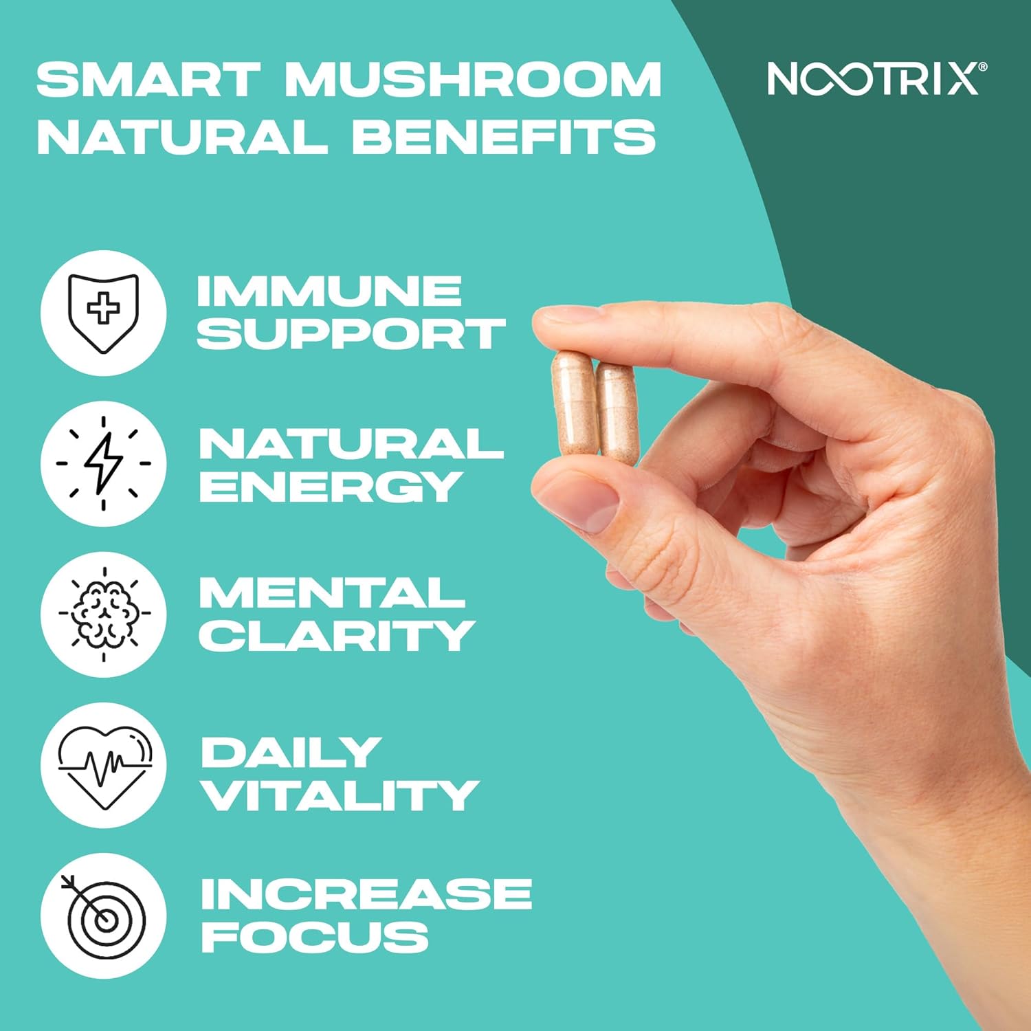 Smart Mushrooms Complex Supplement | Supports Memory, Mental Focus, Cognitive Health & Energy | 27,000mg Organic Mushrooms | Lions Mane, Reishi, Cordyceps, Chaga & Turkey Tail | 240 Capsules