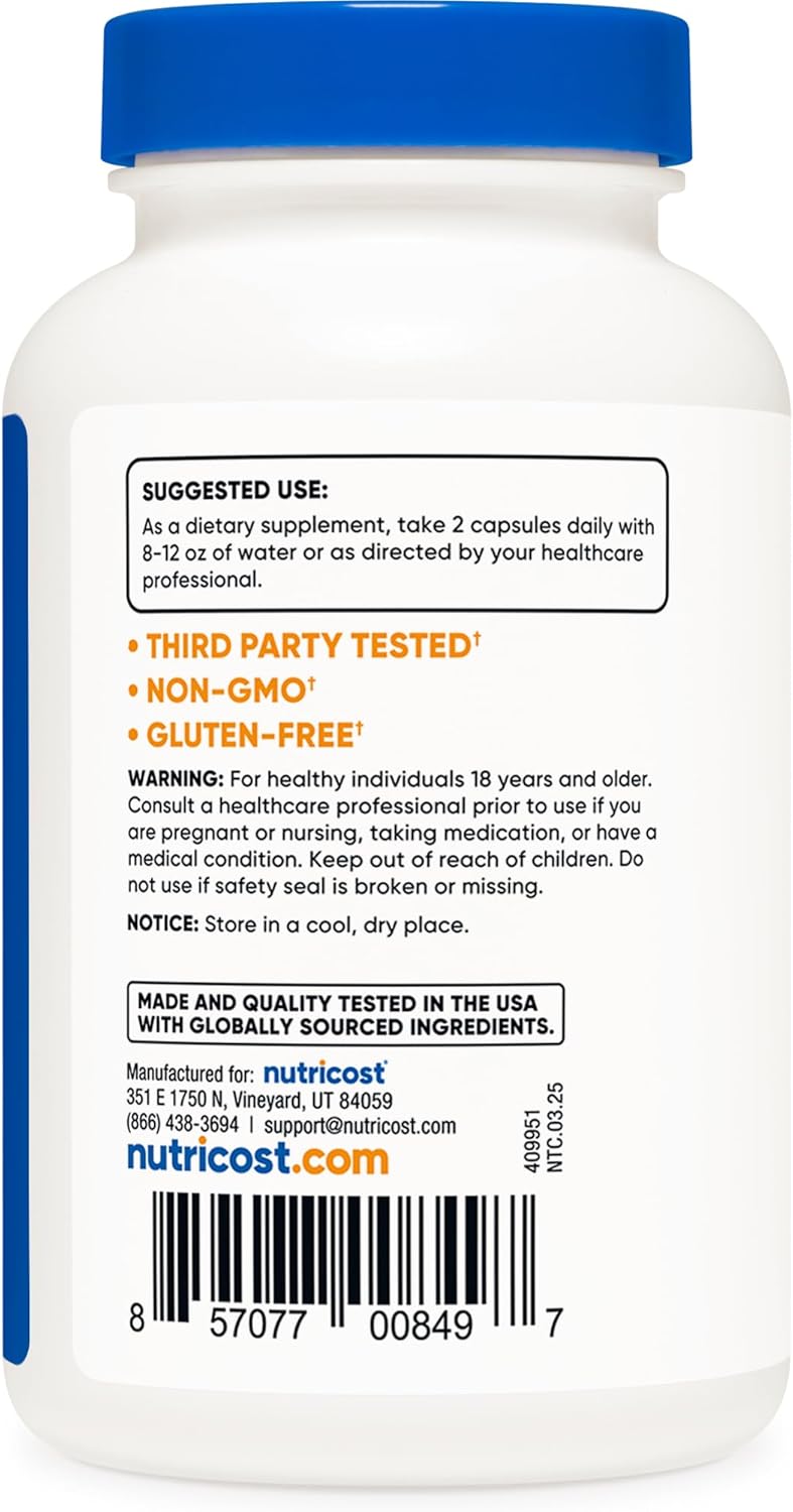 Nutricost L-Citrulline 500mg, 120 Capsules - Gluten Free, Non-GMO, 1000mg Per Serving (60 Serv)