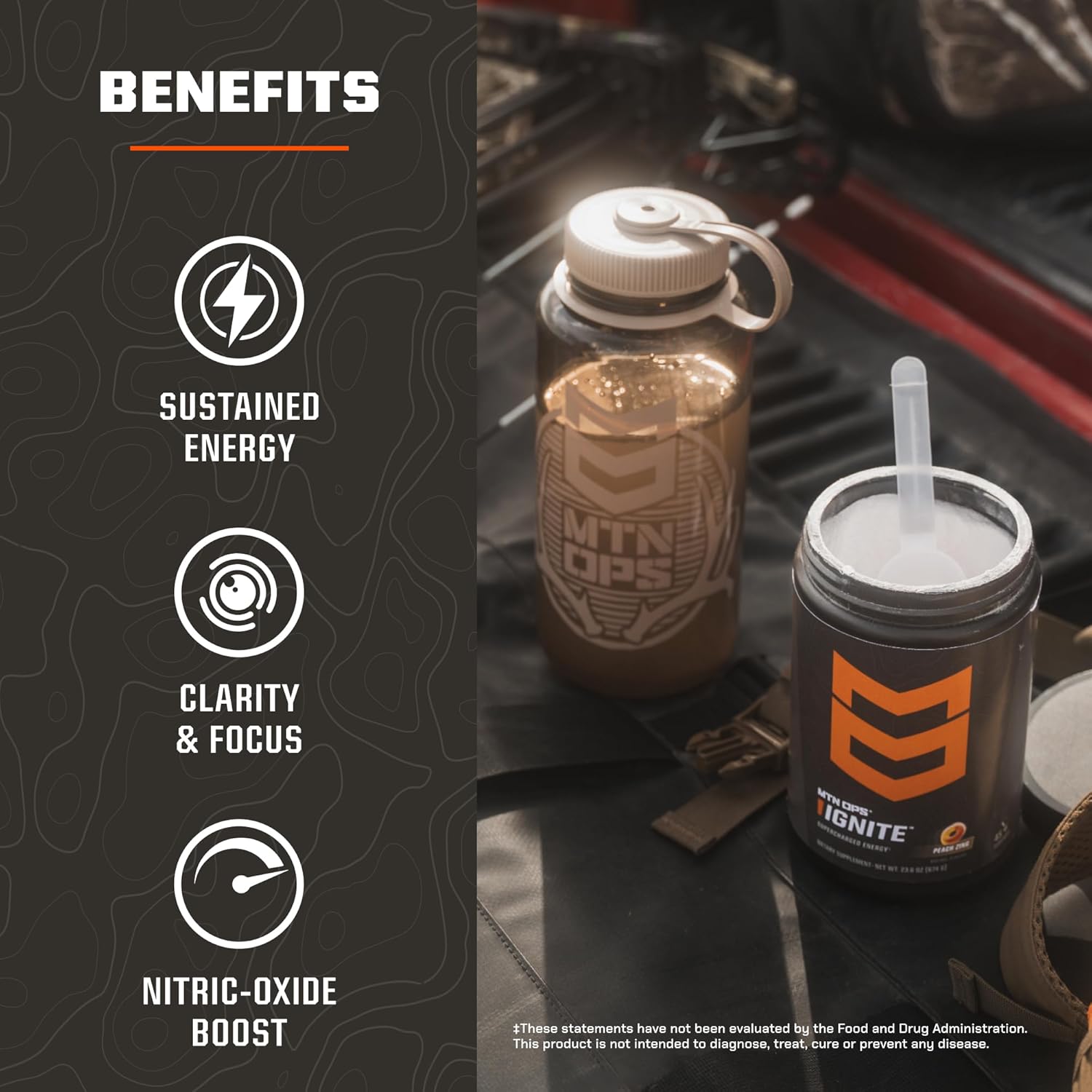 MTN OPS Ignite Energy Drink Powder, Gluten Free Nootropic Supplement Drink Mix, L Arginine, L Citrulline, Caffeine & Nootropic Sugar Free Drink Mix, 45 Servings, Rocky Mountain Rickey