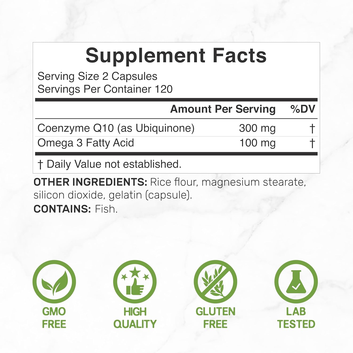 DEAL SUPPLEMENT CoQ10 300mg with Omega 3 100mg, 240 Capsules | Bioavailable Coenzyme Q10 Formula | Supports Heart, Energy & Brain Health | Antioxidant Support | Non-GMO