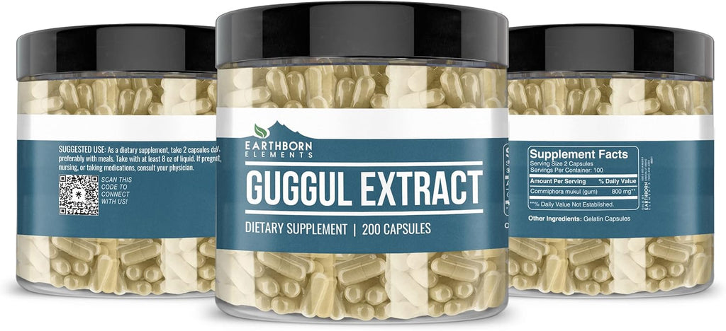 Earthborn Elements Guggul Extract 200 Capsules, Pure & Undiluted, No Additives