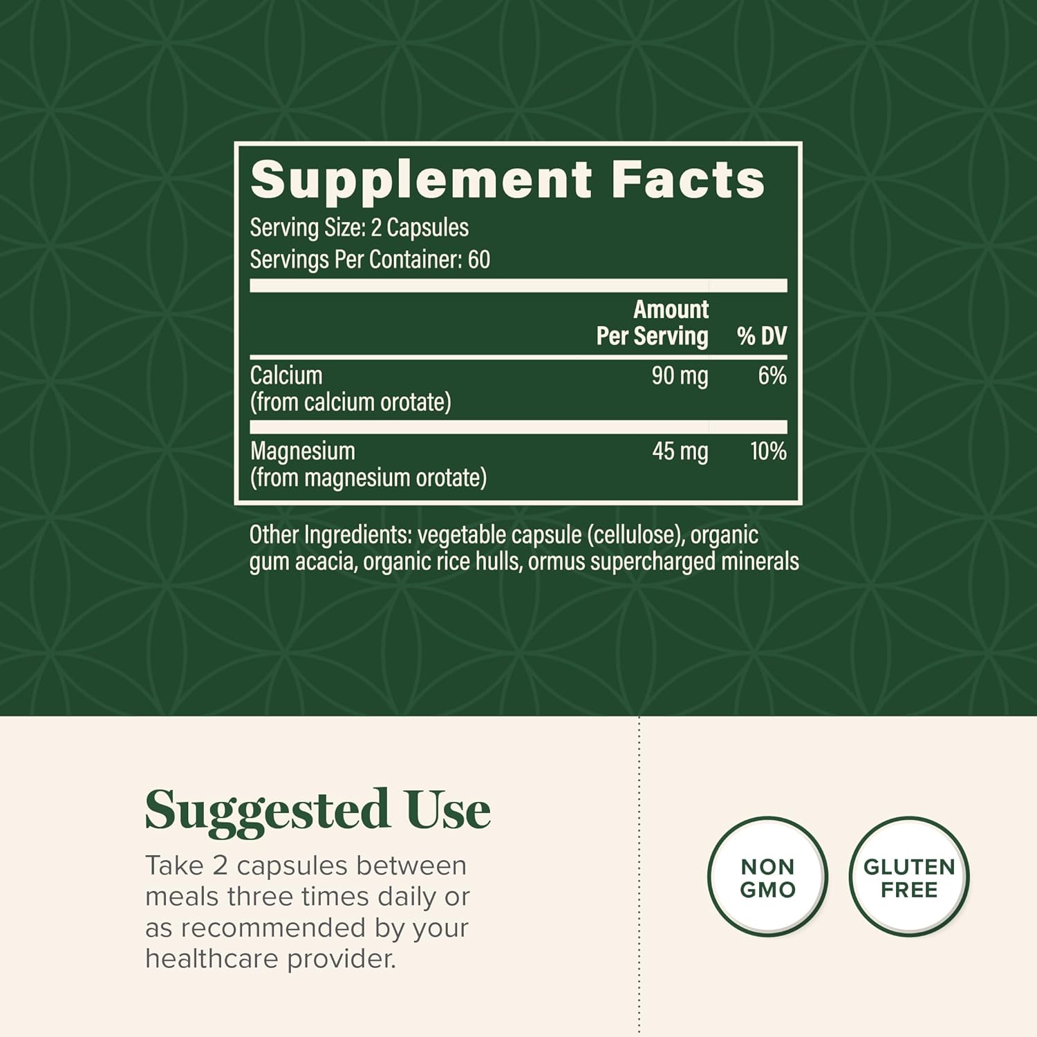 Global Healing Calcium and Magnesium Orotate - Bone Strength Supplement for Women and Men - Helps Support Strong Teeth and Cardiovascular Health for Normal Muscle Function - 120 Capsules