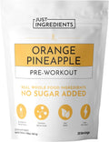 JUST INGREDIENTS Pre-Workout – Orange Pineapple| 30 Servings, BCAA Blend, Beta Alanine, Citrulline Malate, Ginseng, Maca Root, Taurine| Supports Energy, Focus & Endurance