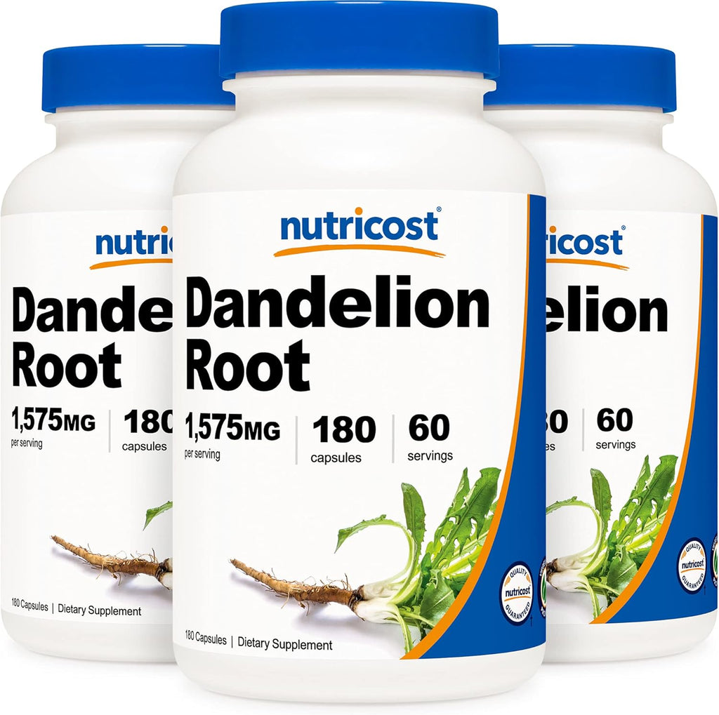Nutricost Dandelion Root 525mg, 180 Capsules (3 Bottles) - 1575mg Serving, Non-GMO, Gluten Free