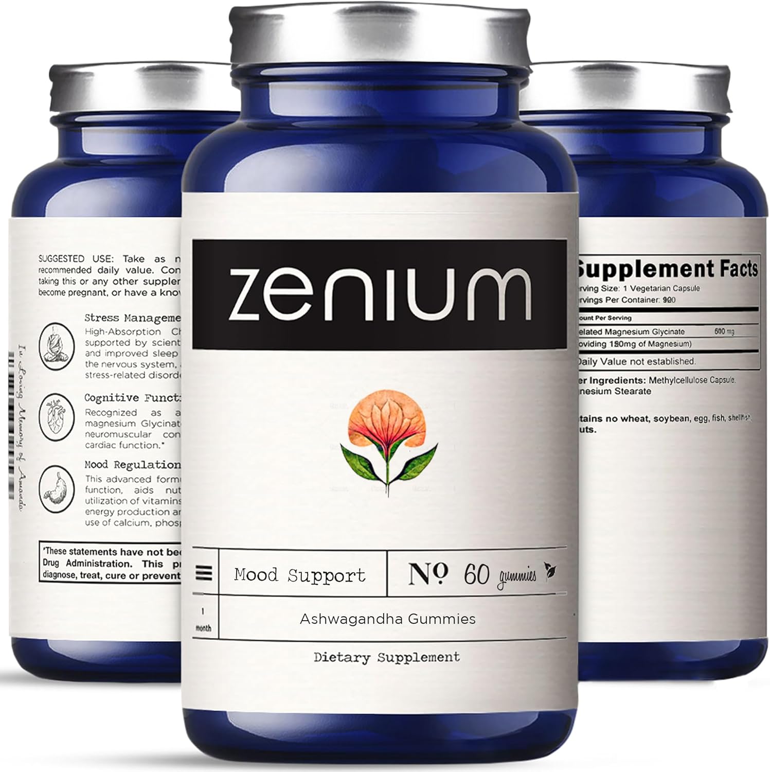 Zenium - Ashwagandha Gummies 1500 MGS per Serving | 60 Count | Mango Flavored | Calm The Mind & Body | Relieve Worry, Tension & Nervousness | Ayurvedic | Natural Relief Supplement | Boosts Mood