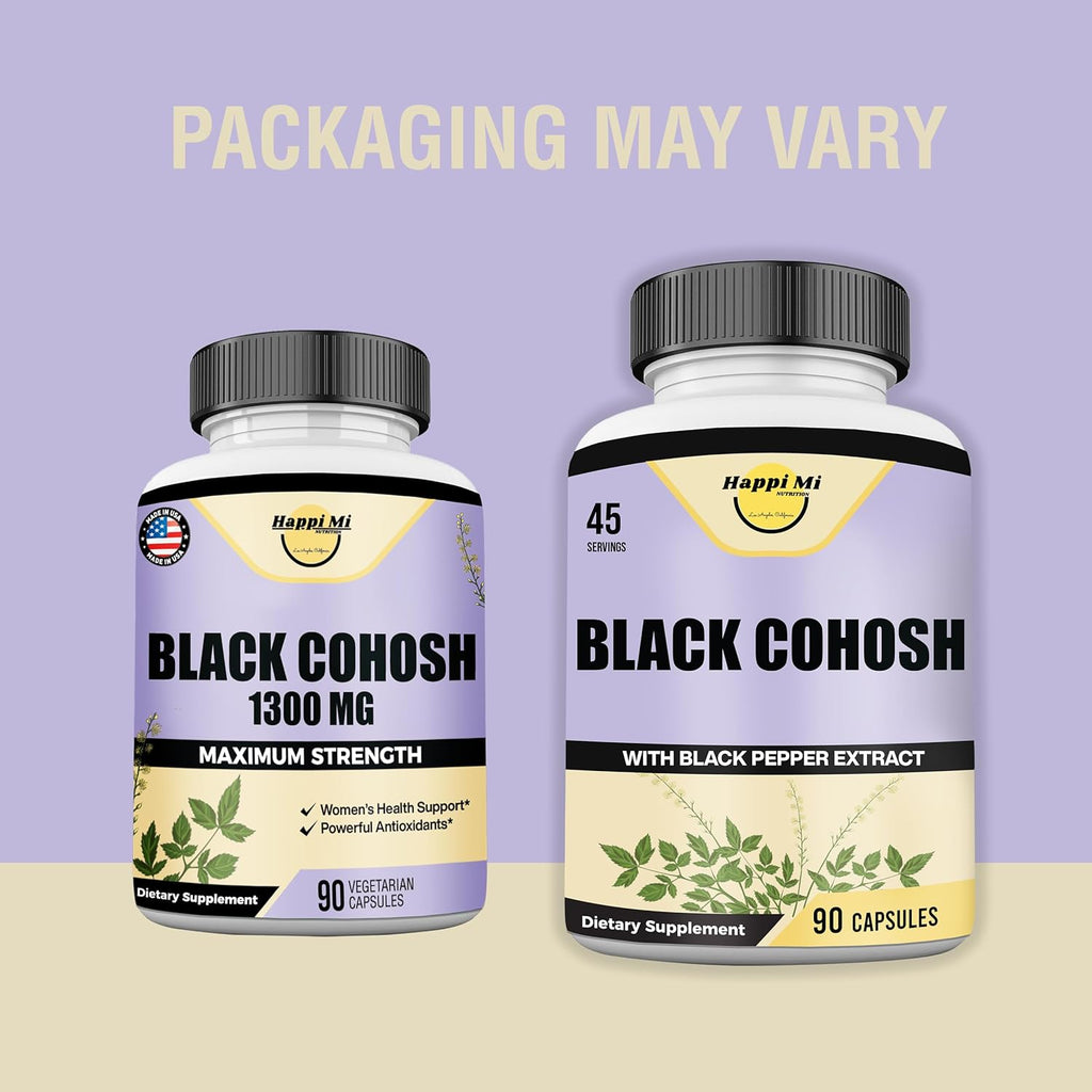 Black Cohosh Made with Organic Black Cohosh Root 1300MG per Serving, Balance Hormones, Natural Menopause & Menstrual Support, Women Health Support, 90 Vegan Capsules, 45 Servings