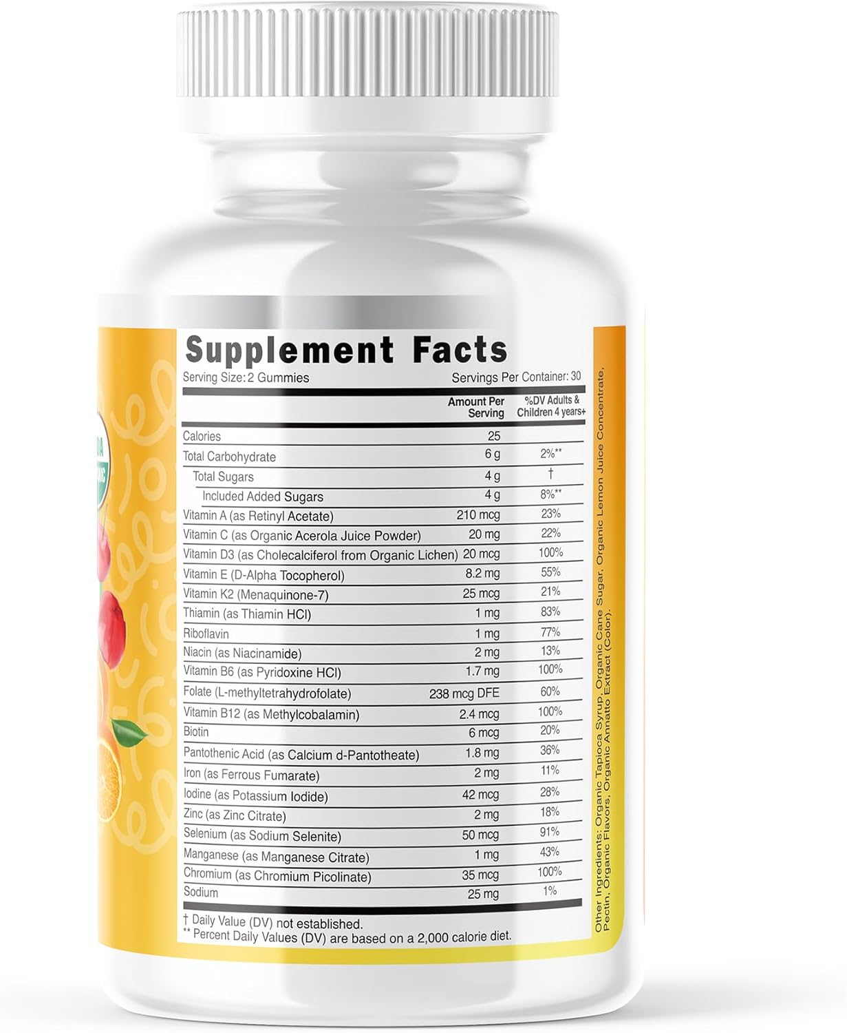 LIVEGOOD™ Organic Childrens Multivitamin Gummies, Chewable Daily Supplement with Vitamin C & Zinc for Kids, Citrus Flavor, 60 Gummies