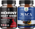Bundle of Horny Goat Weed for Male Enhancement for Stamina & Energy and Black Maca Root Capsules for Men - Herbal Enhancement Supplement for Men