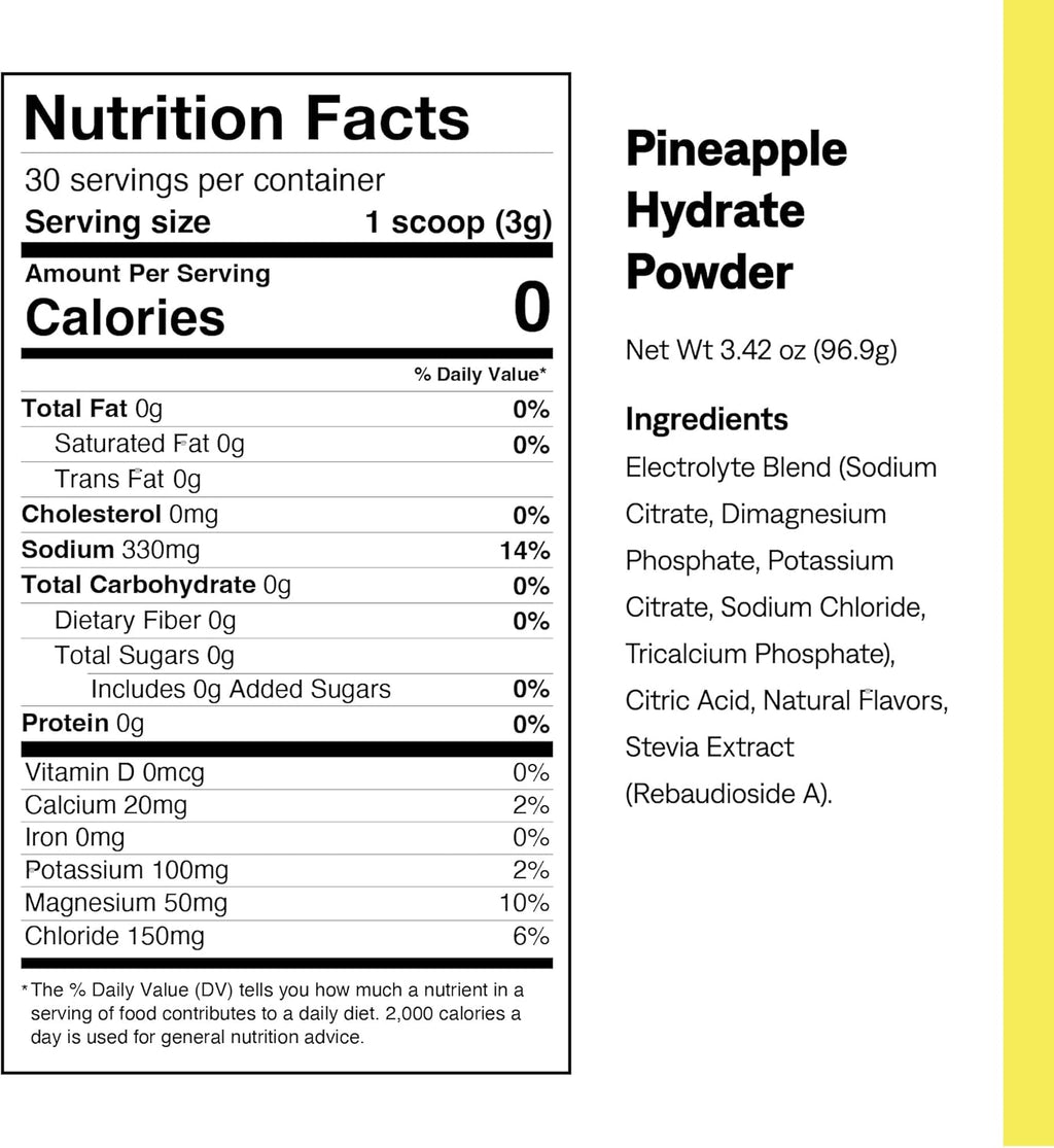 UCAN Hydrate Electrolyte Drink Mix (Pineapple, 30 Servings) Sugar-Free, Keto-Friendly, Vegan, Non-GMO, Gluten-Free Electrolyte Powder with Potassium & Magnesium for Runners & Athletes