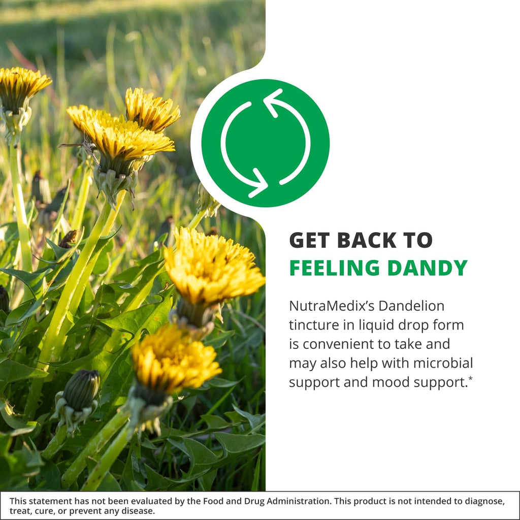 Nutramedix Dandelion Detox Support - Tincture for Liver Health + Gut Health + Antioxidant Support - Dandelion Leaf Liver Support Supplement for Daily Use (60ml)