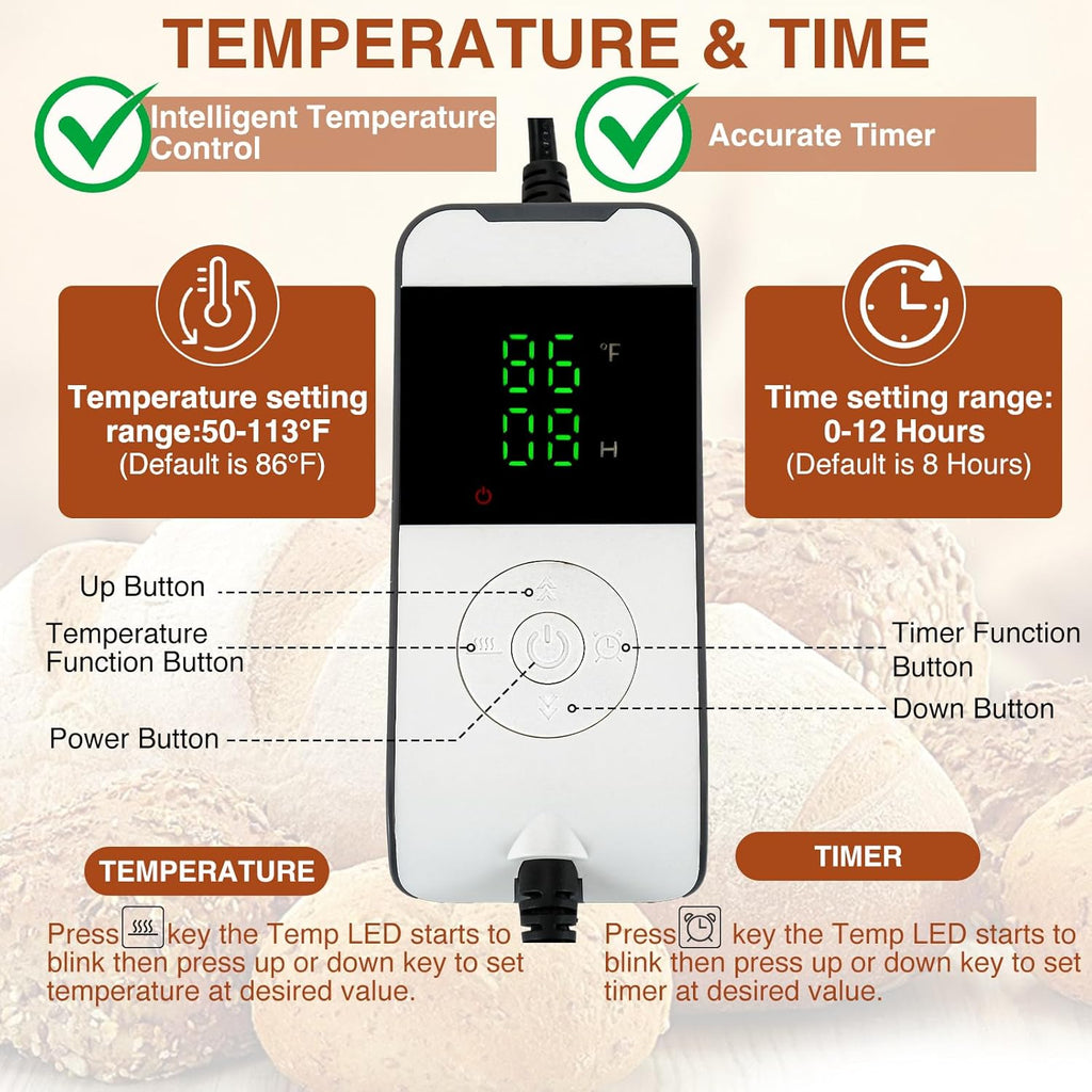 Digital Kombucha Heating Wrap with Precise Temperature Control and Timer Function - Kombucha Starter Kit, the Ideal Fermentation Heating Pad for Kombucha and Sourdough