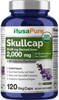 NusaPure Organic Skullcap Root 30:1 Extract, 66.66 mg Equivalent to 2,000mg Per Veggie Caps 120 Count (Non-GMO, Vegan)