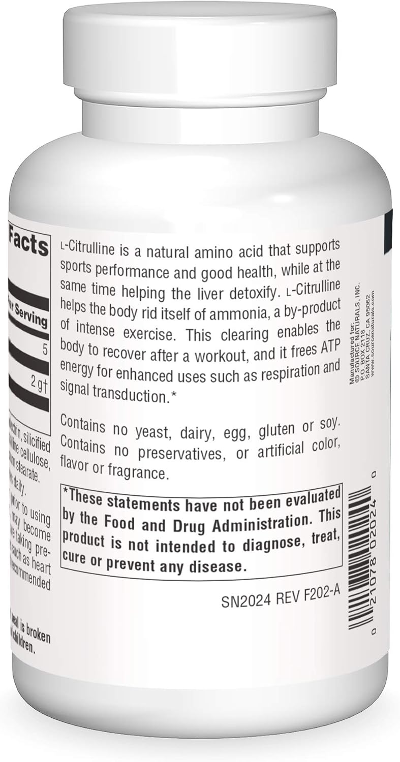 Source Naturals L-Citrulline 1000mg - Nitric Oxcide Booster - 120 Tablets