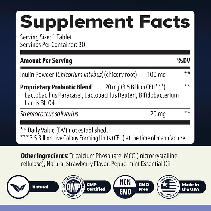 BrainSync Probiotic Supplement – Supports Daily Wellness & Gut-Brain Balance – 3.6 Billion CFU – 30 Dissolvable Tablets, 1 Month Supply