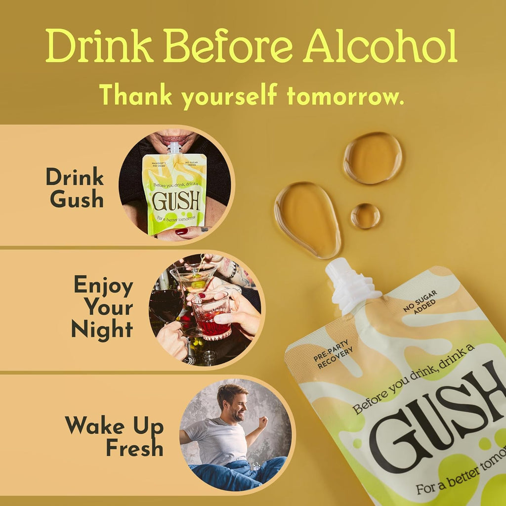 GUSH Pre-Drink Korean Pear Drink - (12 Pack) Pear Hydration Pouch with Enzyme Activation - Prevent Drinking Aftereffects - All Natural, Gluten-Free