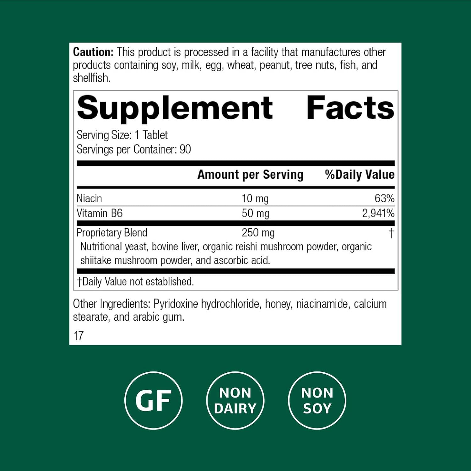 Standard Process B6-Niacinamide - Energy Metabolism, Heart Health, and Digestion Supplement with Vitamin B6, Niacin, Ascorbic Acid, Reishi Mushroom, Shiitake Mushroom, and More - 90 Tablets