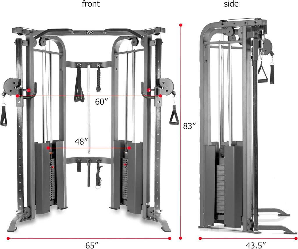 XMARK Functional Trainer with Dual Weight Stacks, All-in-One Cable Machine & Crossover for Full Body Strength Training at Home or Garage Gym