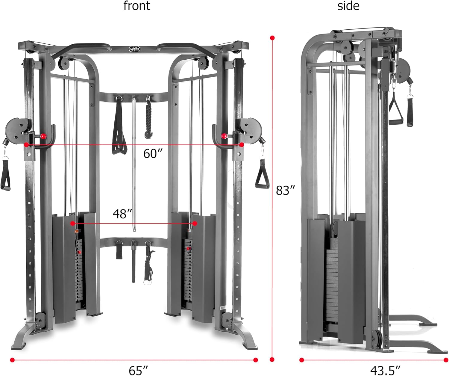XMARK Functional Trainer with Dual Weight Stacks, All-in-One Cable Machine & Crossover for Full Body Strength Training at Home or Garage Gym