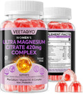 Magnesium Citrate Gummies 420mg for Adult - Dual Layer - w/10 Billion CFU - 5 Strains Probiotics & Calcium, D3, Biotin, Iron, B6, B12, Folate, Support for Bone, Nerve, Relaxation, Muscle - Vegan 60Cts