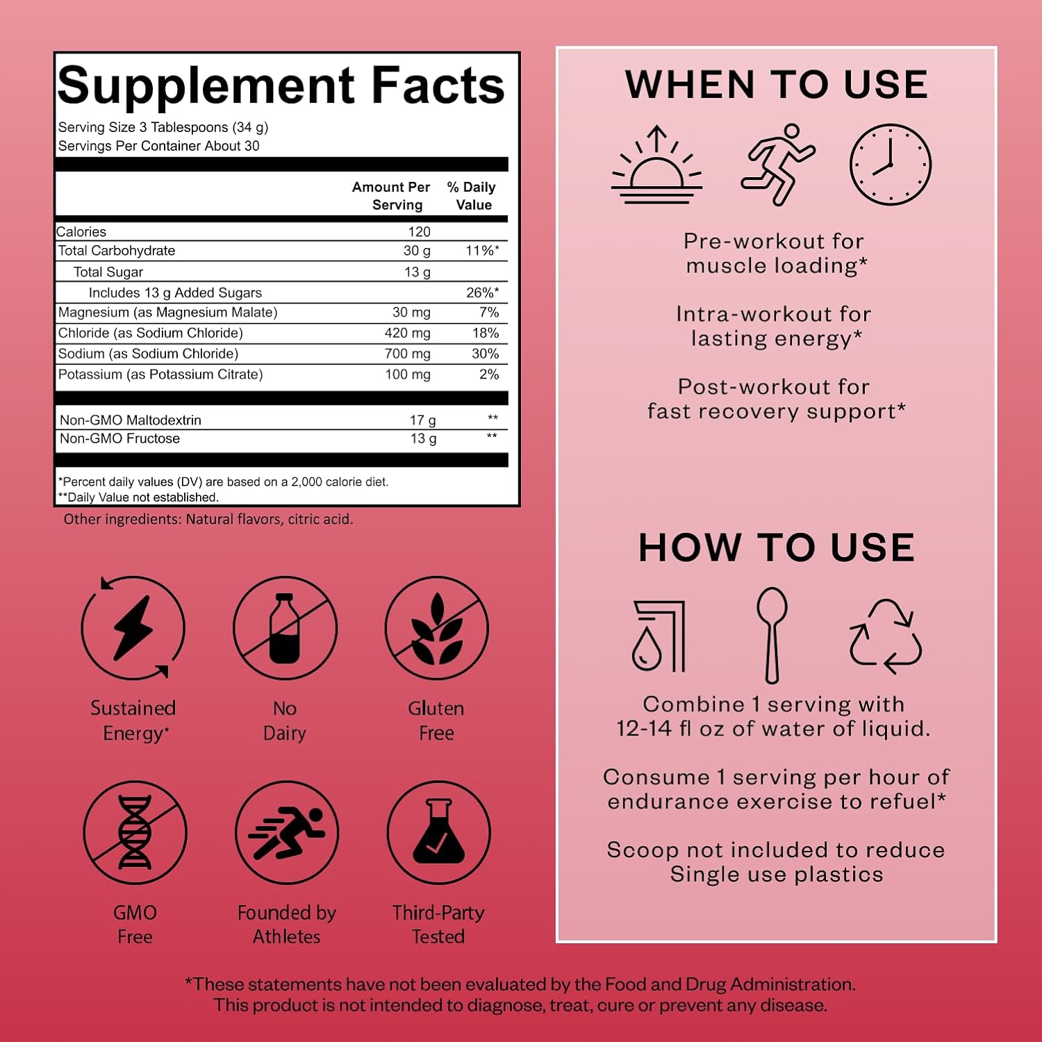 Salty Carbs Electrolyte Drink Mix 30g Dual-Action Carbs + 700mg Sodium – Endurance Fuel for Runs, Rides and Races – Gluten-Free, Dairy-Free, Non-GMO (30 Servings, Raspberry Lemonade)