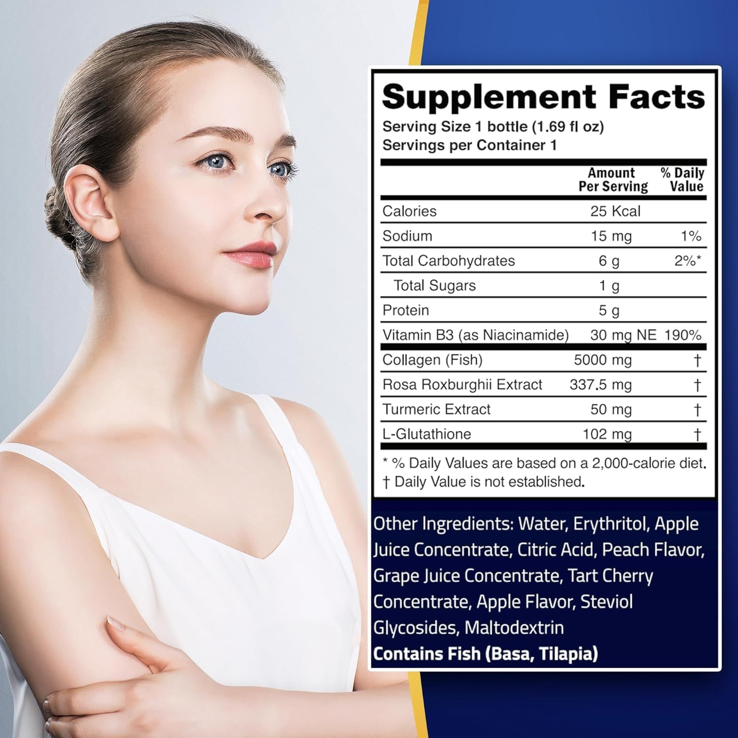 Ageless Ultra Anti Aging Liquid Collagen for Men & Women, Marine Collagen, Turmeric, Glutathione, and Rosa Roxburghii, Multi Vitamins, Skincare, Hydrating & Revitalizing Formula - 50 ml (30 Count)