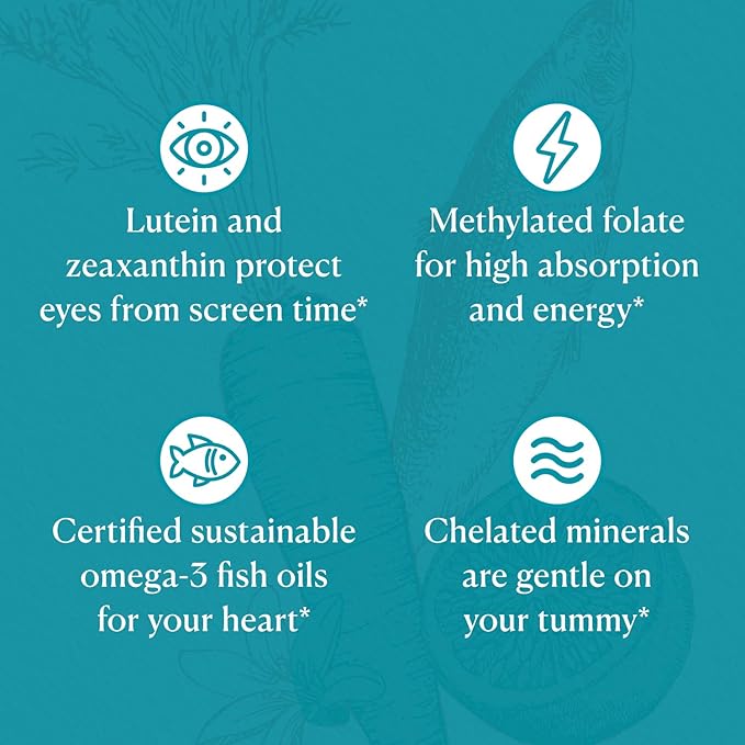 Nutri-Rich Essentials Multi | Multivitamin Supplement with Fish Oil Omega-3 for Men and Women, Supports Energy, Immune Health, Vitamin A, C, D3, E, K2, and Zinc, Non-GMO, Gluten Free (60 Count)