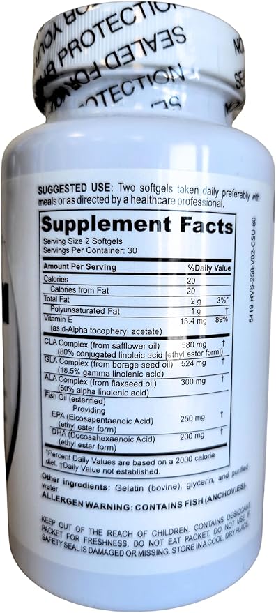 Pride Nutrition Premium EFA Omega 3-6-9 Supplement for Men and Women 5 in 1 - EPA, DHA, GLA, ALA & CLA Essential Fatty Acids with Fish Oil - Softgel Pills