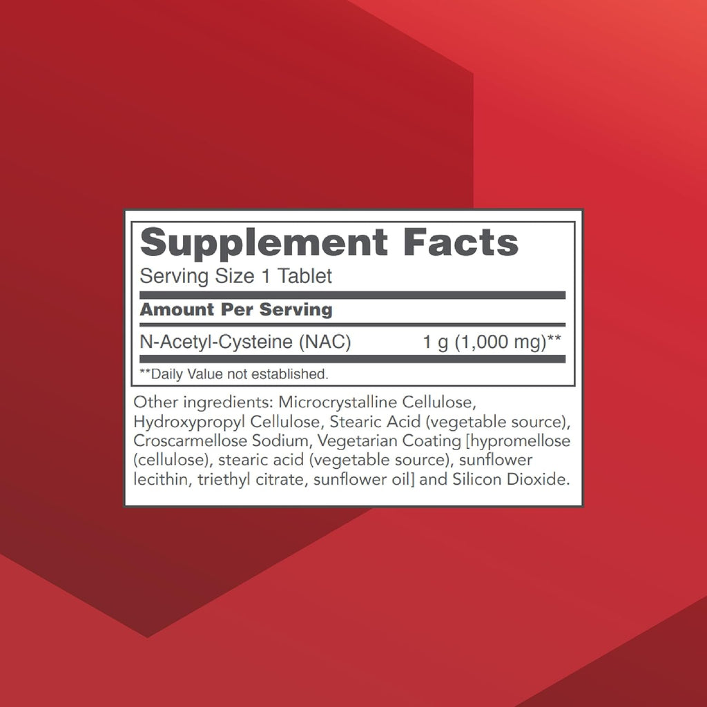 PROTOCOL FOR LIFE BALANCE NAC N-Acetyl Cysteine 1000mg - Glutathione Production & Respiratory Function - 120 Tabs