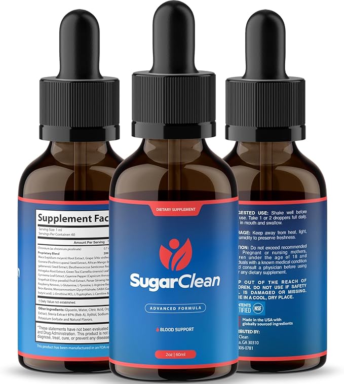 (3 Pack) Sugar Clean - Official SugarClean Drops, Advanced Blood Formula Support Supplement - Maximum Strength, Natural Droppers for Overall Health & Wellness Reviews, 3 Bottles for 3 Months