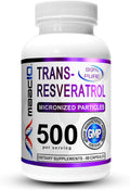 MAAC10 Trans Resveratrol 500mg Supplement (Micronized Pharmaceutical Grade 99% Pure Trans-Resveratrol Extract + BioPerine for Superior Absorption) (2X 250mg Capsules 60ct)