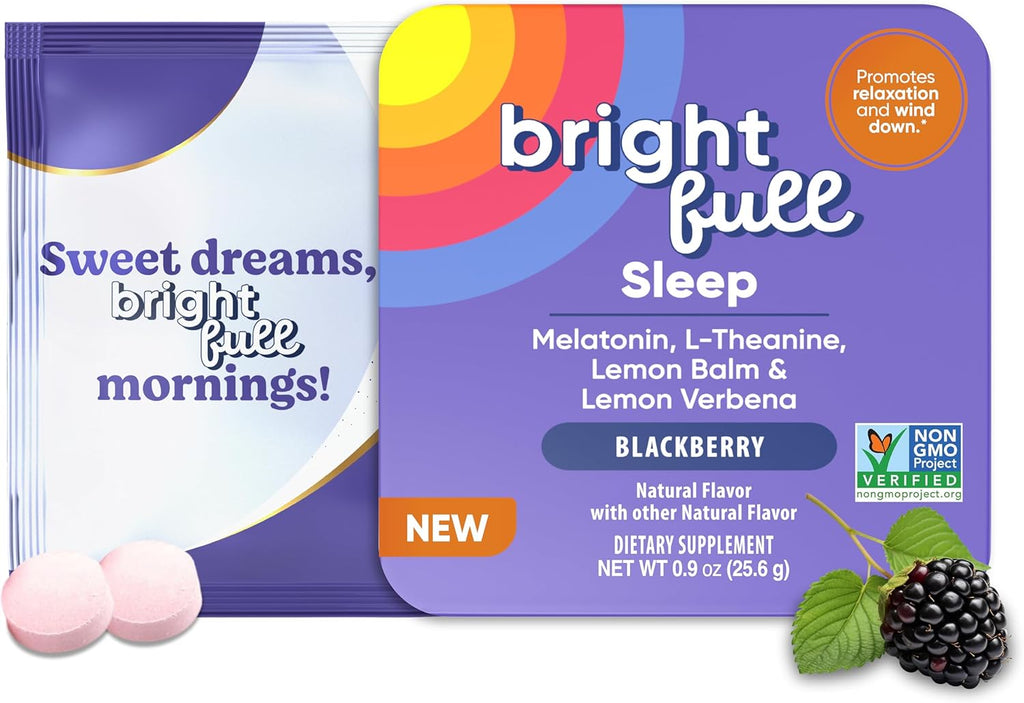 Natural Sleep Aid with Melatonin, Ashwagandha, Lemon Balm & L-Theanine – Cherry 32 Chewable Tablets + BlackBerry 32 Chewable Tablets