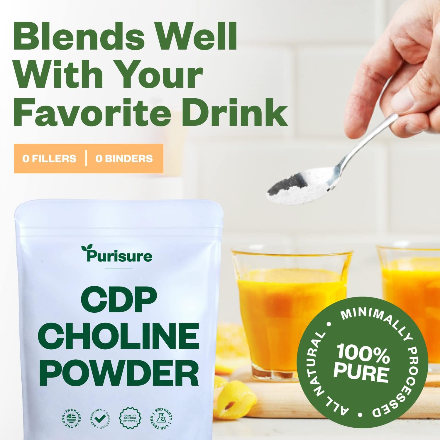 CDP Choline Powder, 50g, CDP Choline Supplements That Support Attention, Focus, and Energy, Citicoline Powder for Cognitive Function, Increases Motivation and Productivity, 200 Servings