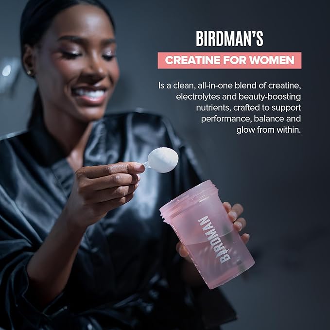 BIRDMAN Creatine for Women | Creatine Monohydrate Powder with Myo & D-Chiro Inositol, Hyaluronic Acid, Zinc, Electrolytes and Vitamins | Sugar Free, Pink Lemonade | 30 Servings