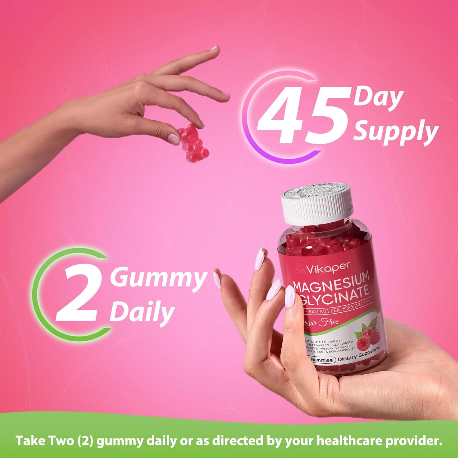 Magnesium Glycinate Gummies 1000mg Sugar Free,High Absorption Calcium Magnesium Supplement,Vegan,Non GMO,Gelatin Free,Calm Mood,Sleep,Boosts Energy Support for Adults,90 Raspberry Flavor Gummies