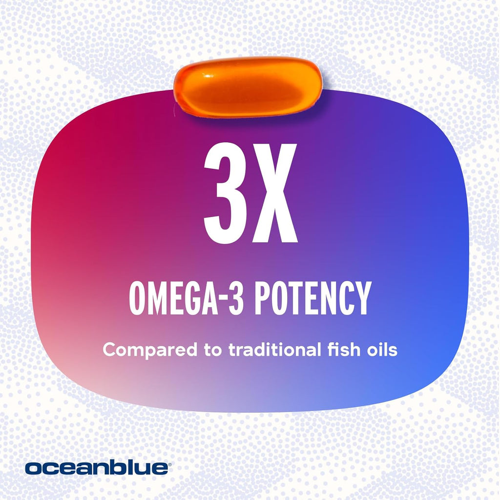 Oceanblue Professional Omega-3 2100 with CoQ10 – 90 ct – Triple Strength Fish Oil Supplement with High-Potency EPA and DHA, and CoQ10 – Orange Flavor (30 Servings)