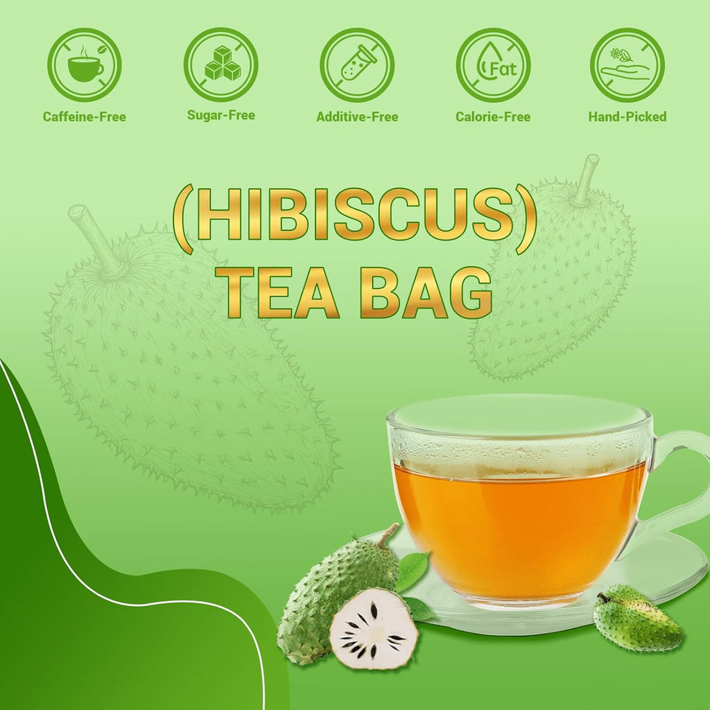 Soursop Leaf Herbal Tea (Graviola) - Caffeine & Sugar Free, 80 Teabags