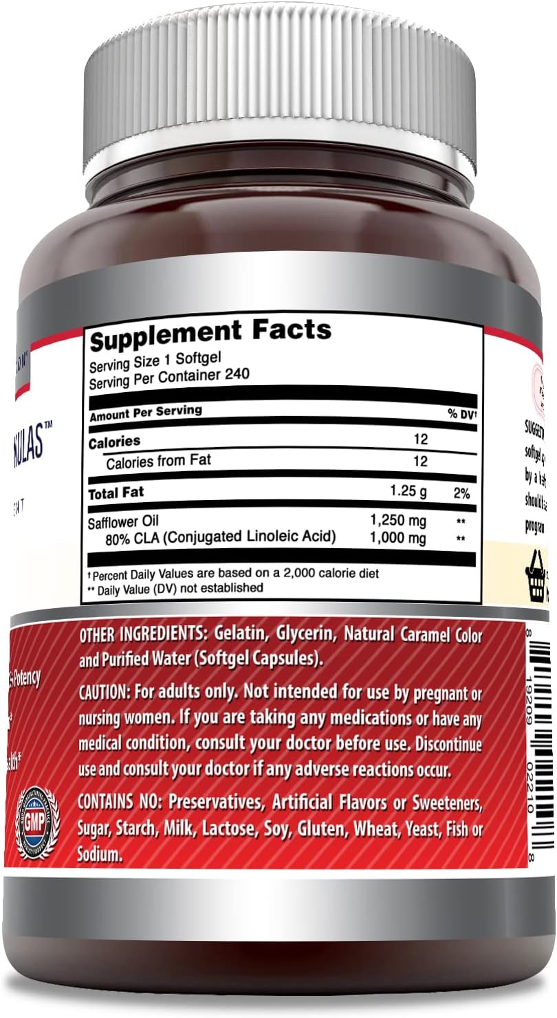 Amazing Formulas CLA | Conjugated Linoleic Acid Supplement | 1250 Mg | Softgels | Non-GMO | Gluten-Free | Made in USA (240 Count)